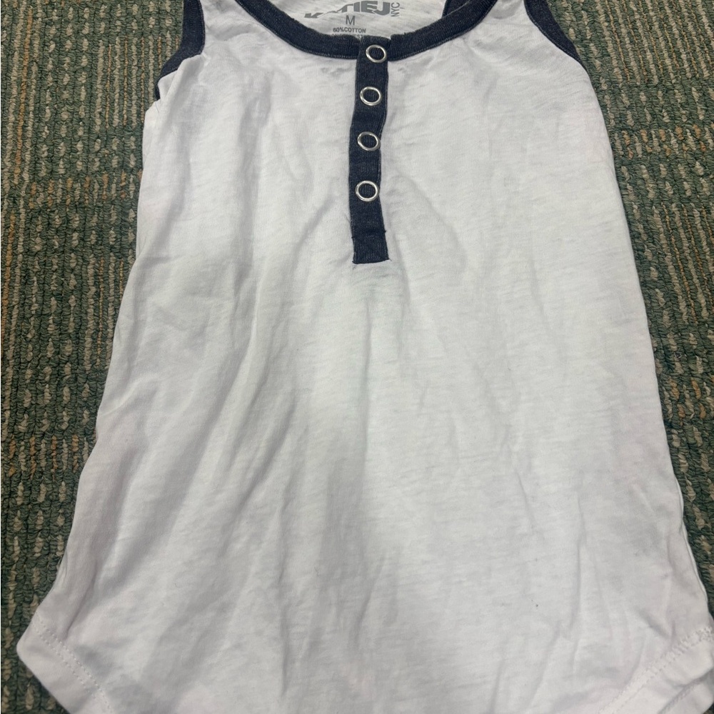 Katie J NYC White and Navy Kids Tank Top